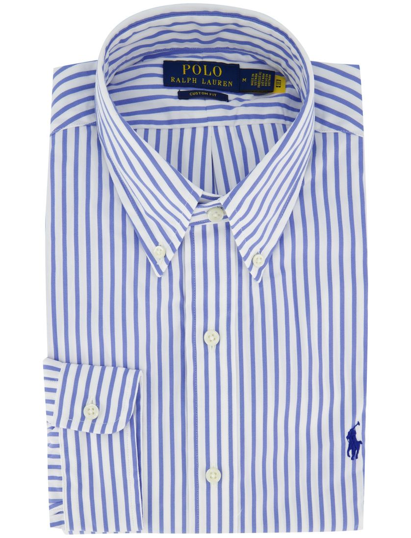 Wit blauw gestreept Custom Fit Polo Ralph Lauren overhemd katoen