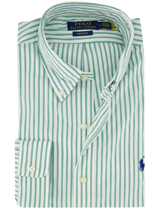 Overhemd Polo Ralph Lauren Custom Fit wit groen gestreept