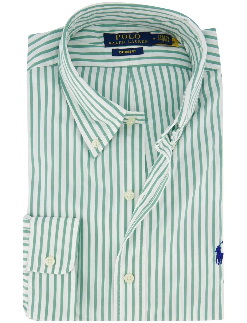 Wit groen gestreept Polo Ralph Lauren overhemd Custom Fit katoen