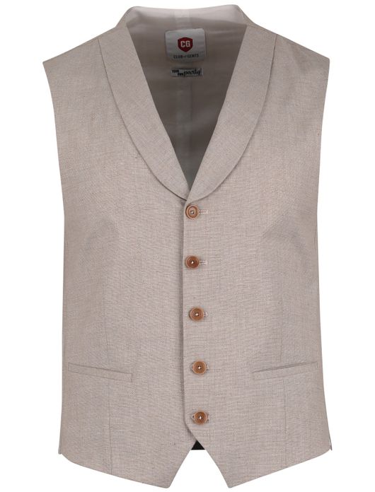 Club of Gents Gilet mix en match beige slim fit linnen