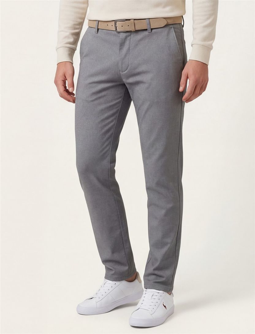 Pantalon chino Mac grijs normale fit katoen