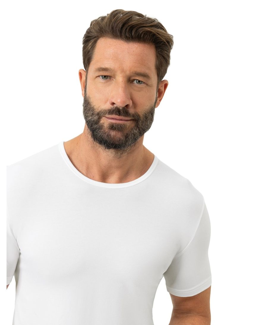 Mey T-shirt wit effen ronde hals katoen