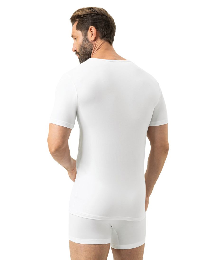 Mey T-shirt wit effen ronde hals katoen