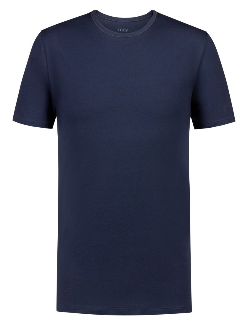 T-shirt Mey donkerblauw katoen effen ronde hals