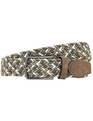 Lindenmann Lindemann beige groene riem gevlochten stretch stijlvol