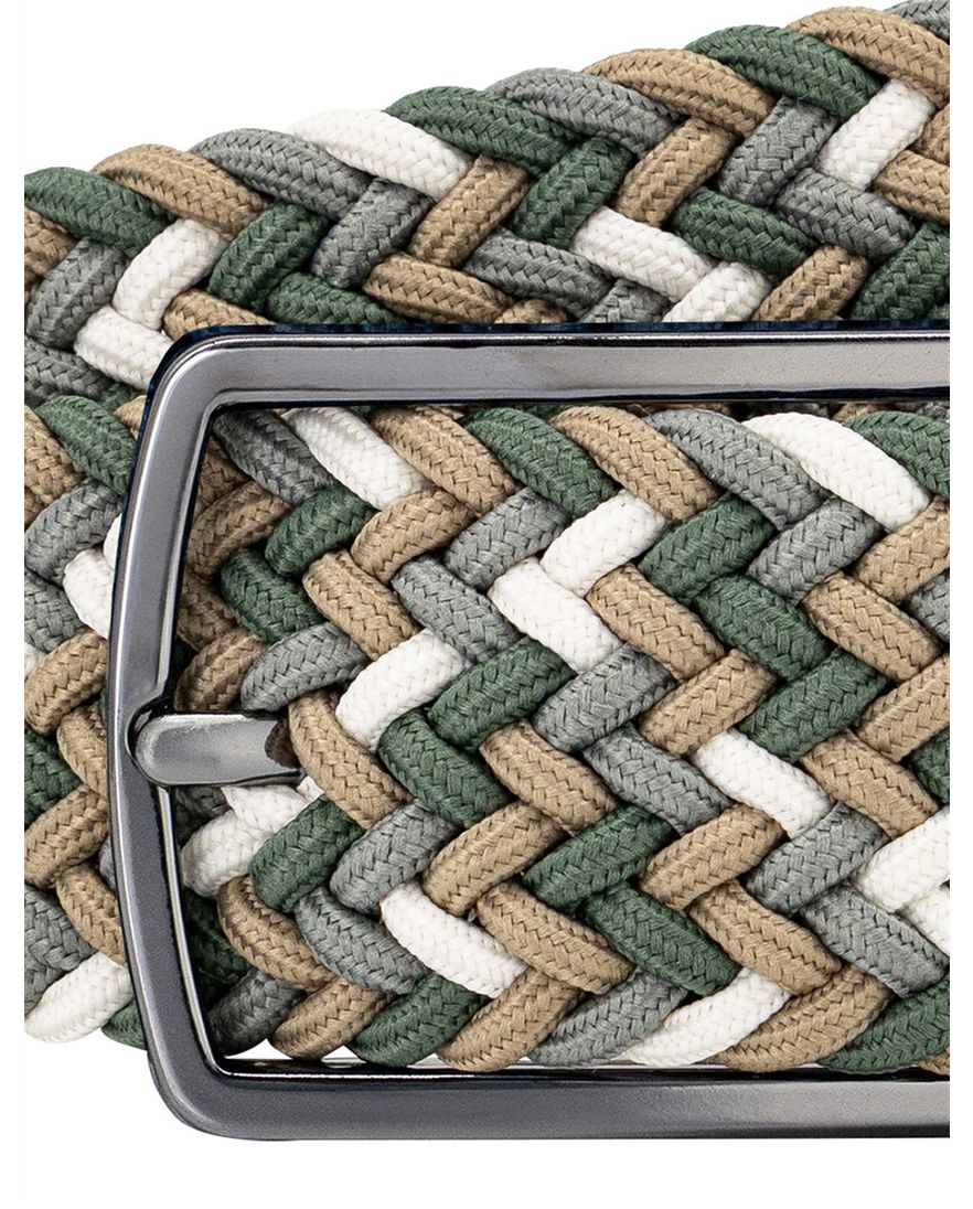 Lindemann beige groene riem gevlochten stretch stijlvol
