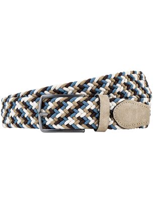 Lindenmann Lindemann gevlochten riem beige blauw bruin stretch stijlvol