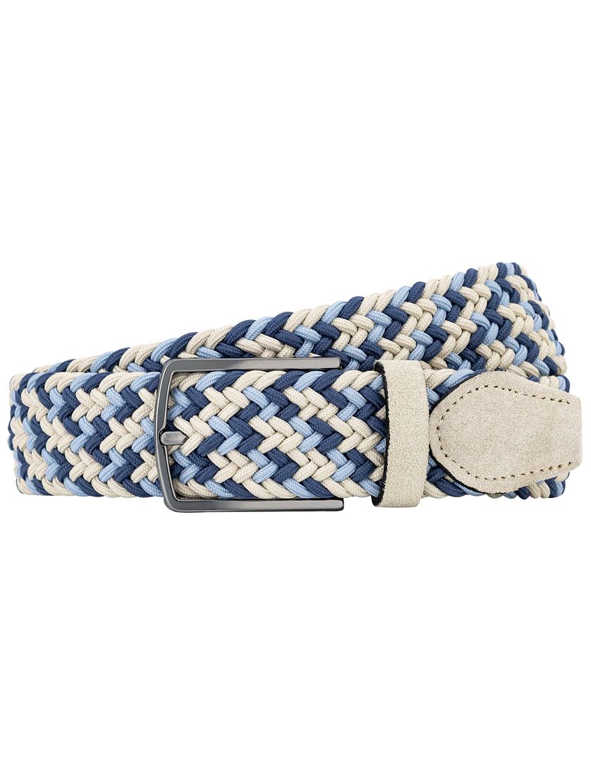 Blauw bruin Lindemann riem elastisch gevlochten speels