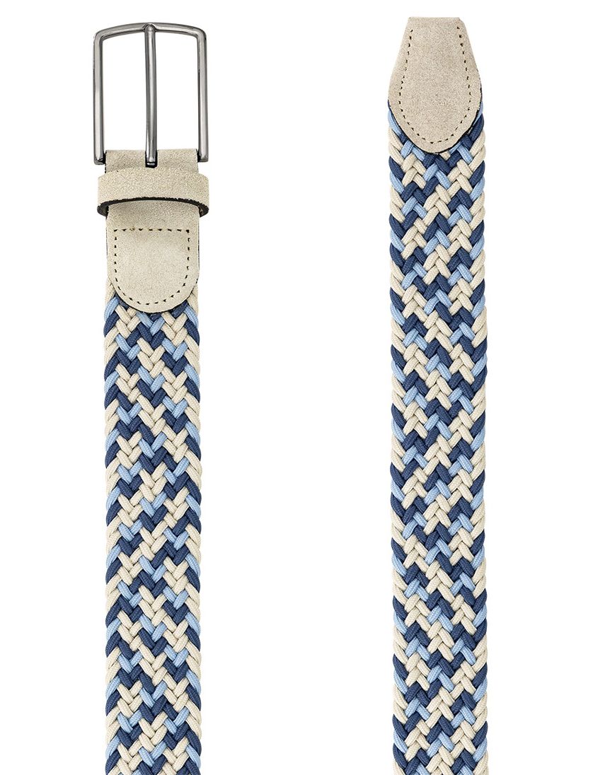 Blauw bruin Lindemann riem elastisch gevlochten speels