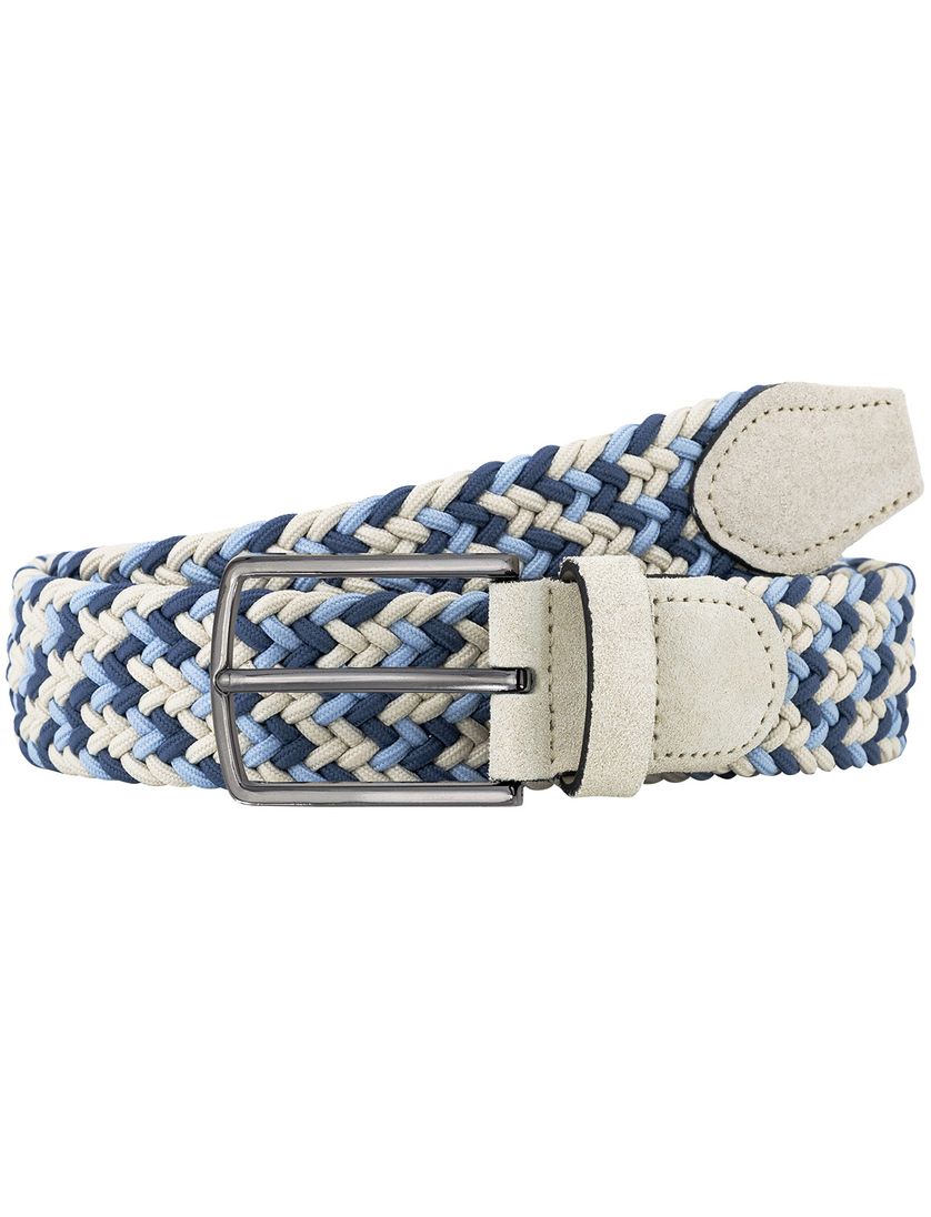 Blauw bruin Lindemann riem elastisch gevlochten speels