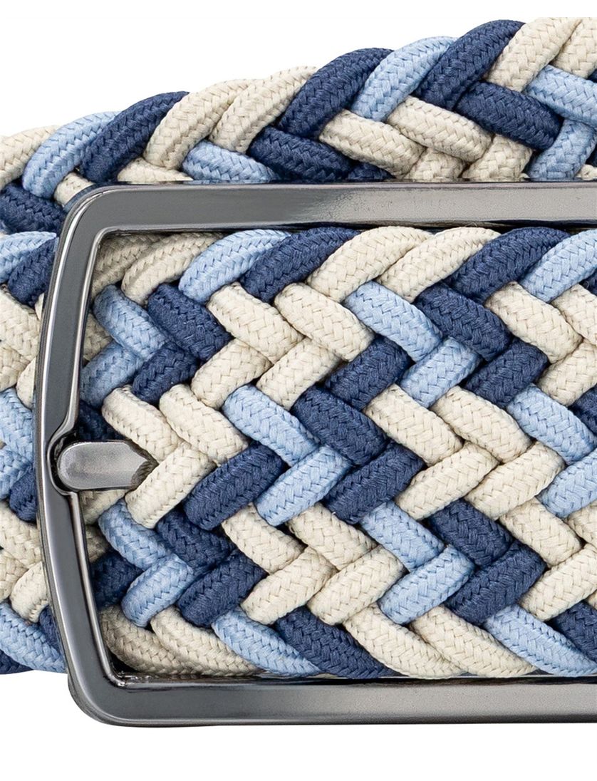 Blauw bruin Lindemann riem elastisch gevlochten speels