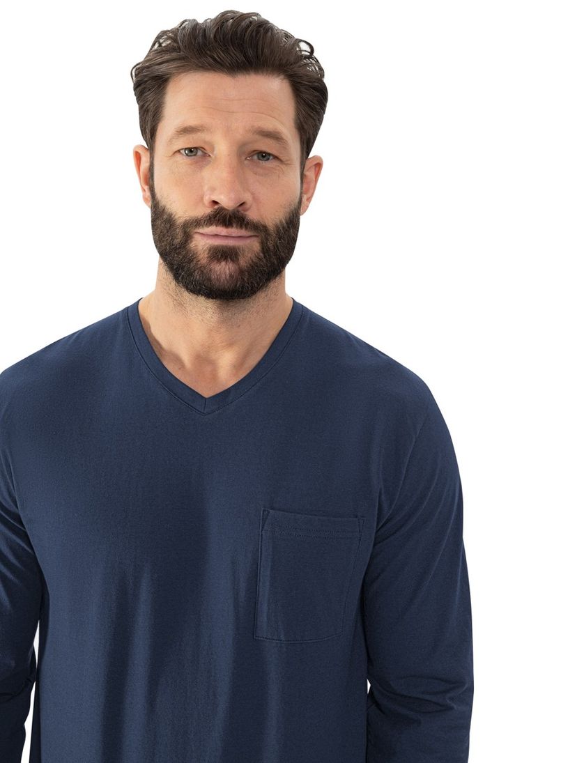 Mey Pyjama Blauw strepen katoen lange broek