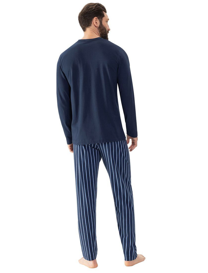 Mey Pyjama Blauw strepen katoen lange broek