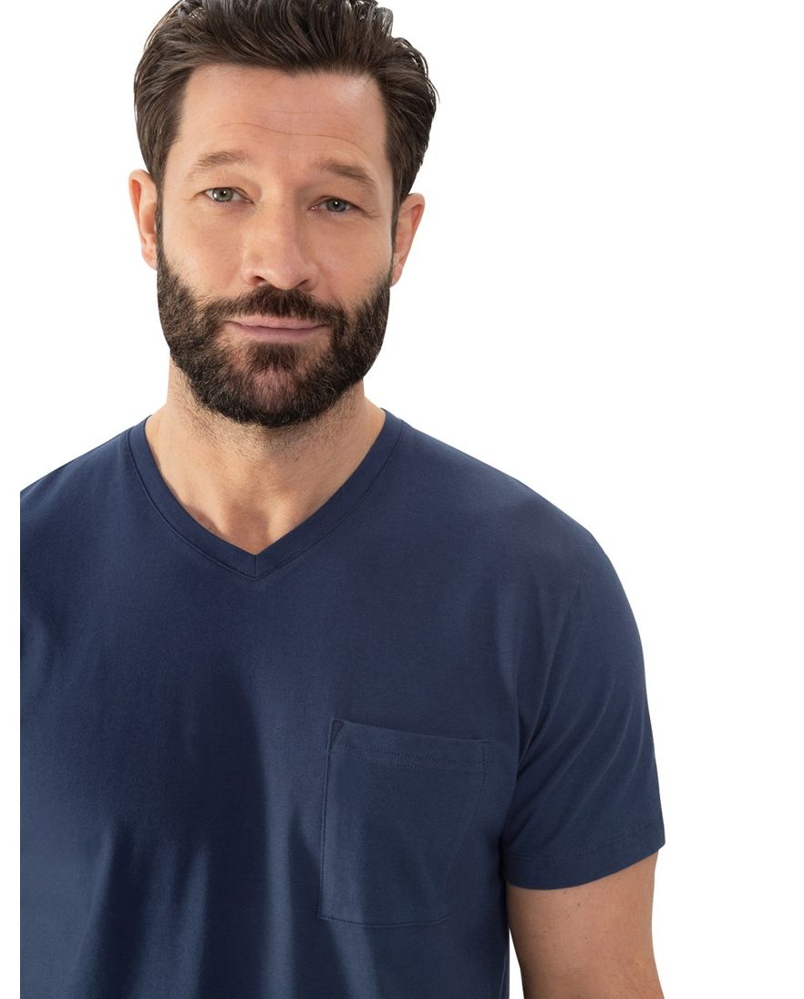 Mey Pyjama Blauw strepen katoen korte broek