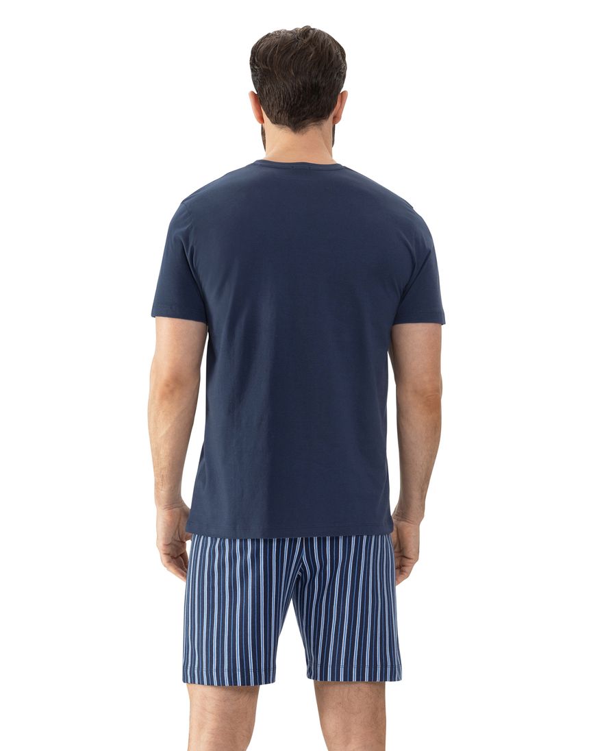Mey Pyjama Blauw strepen katoen korte broek