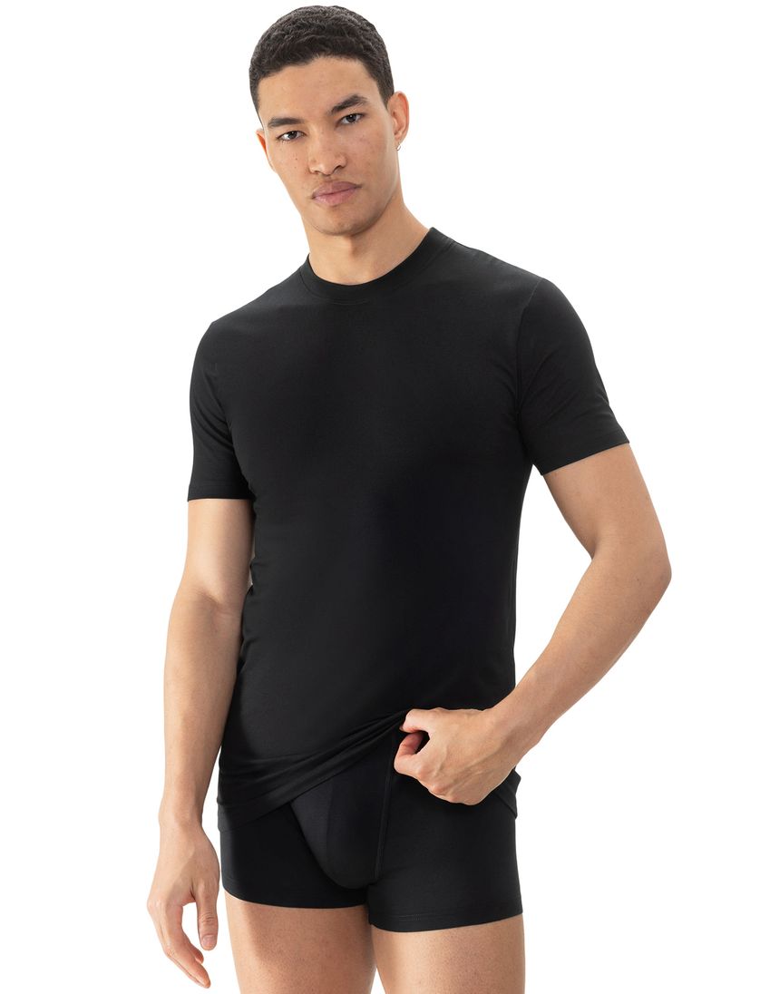 Mey t-shirt zwart ronde hals effen katoen
