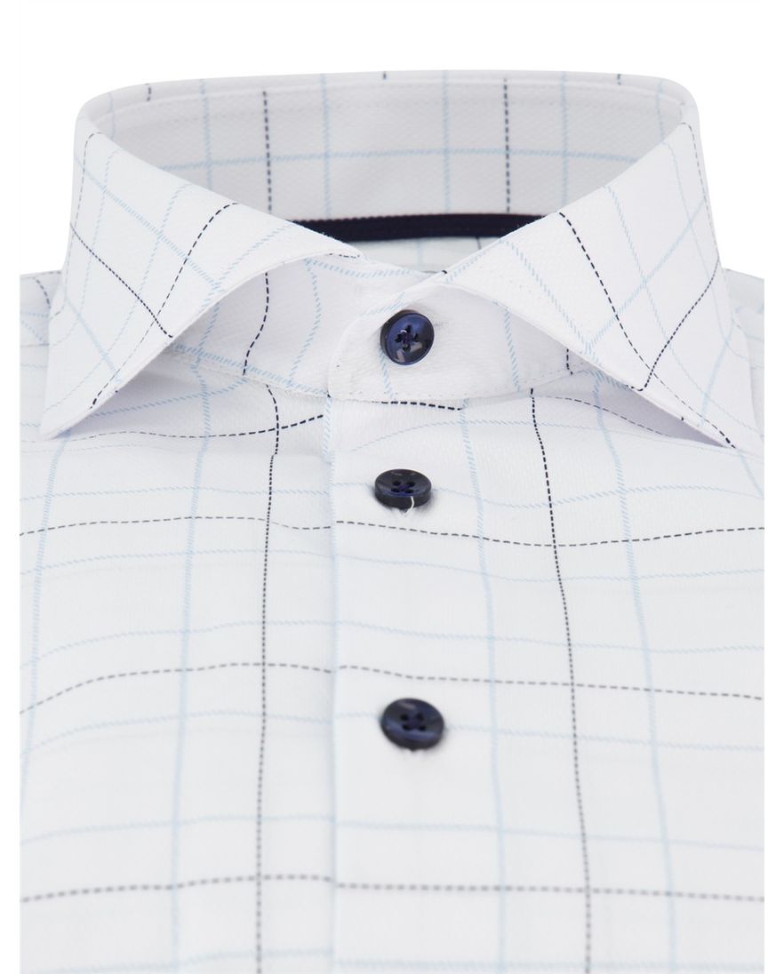 Ledub Modern Fit Overhemd Wit katoen geruit