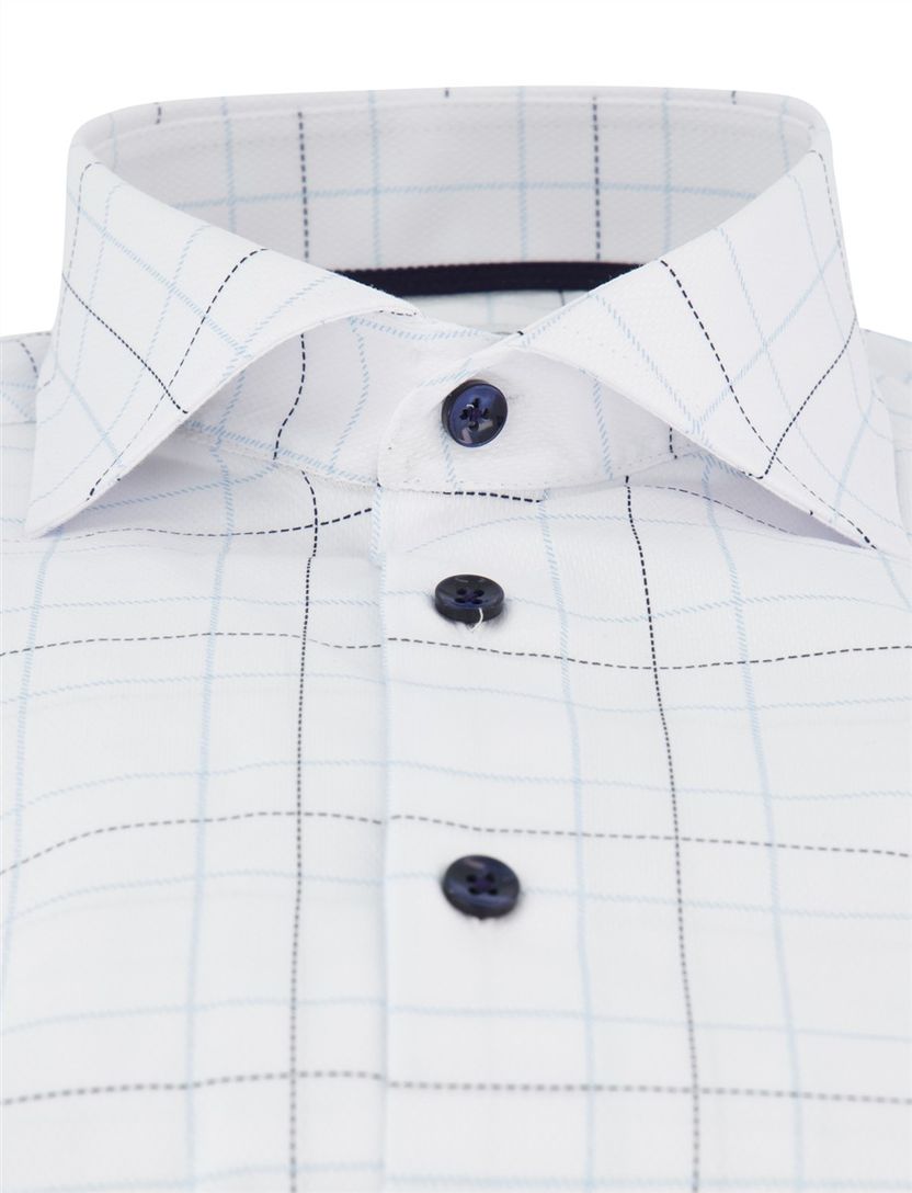 Overhemd Ledub Modern Fit Wit geruit katoen