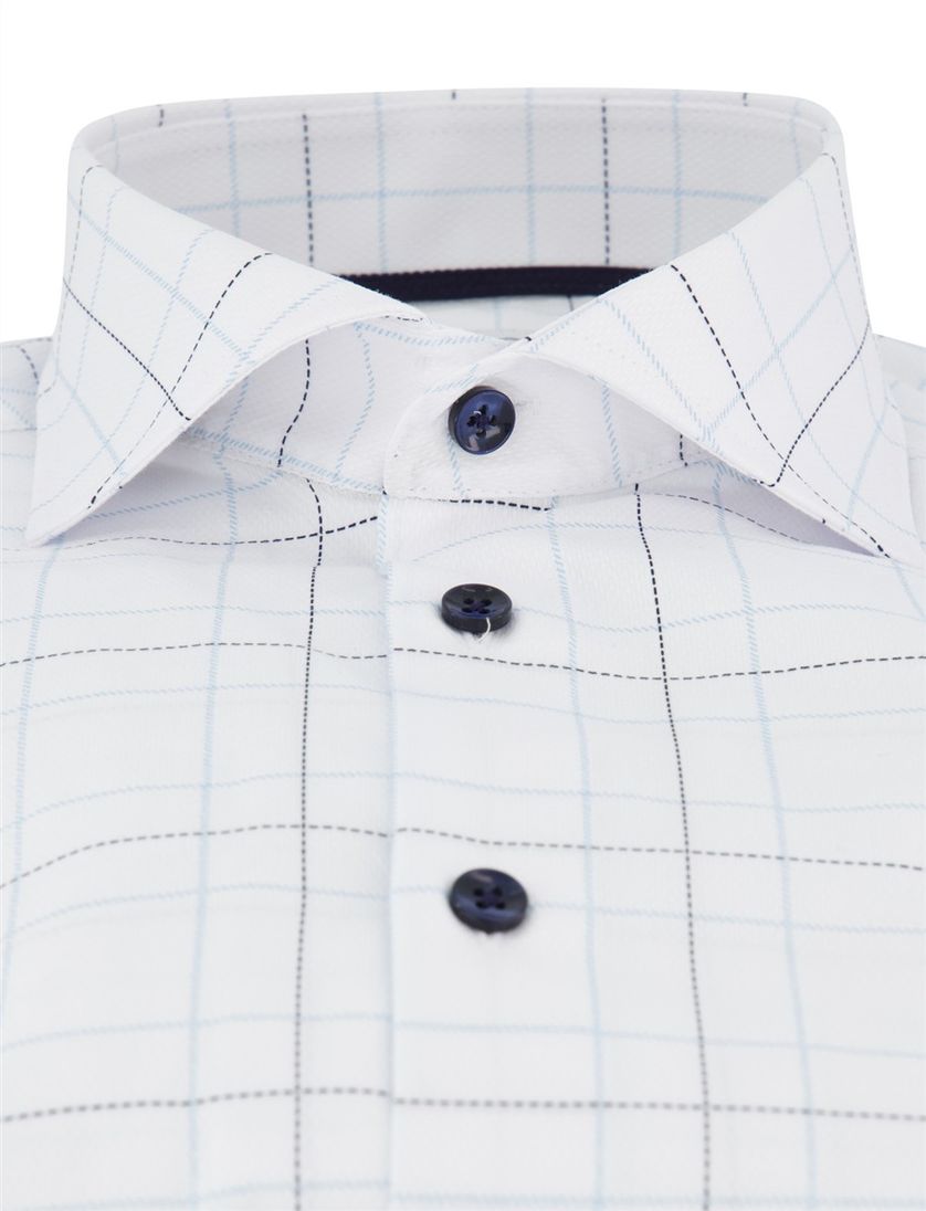 Overhemd Ledub Modern Fit Wit geruit katoen