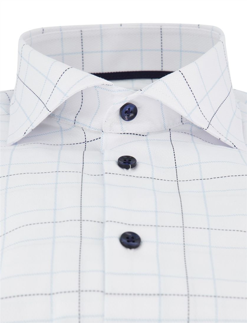 Overhemd Ledub Modern Fit Wit geruit katoen