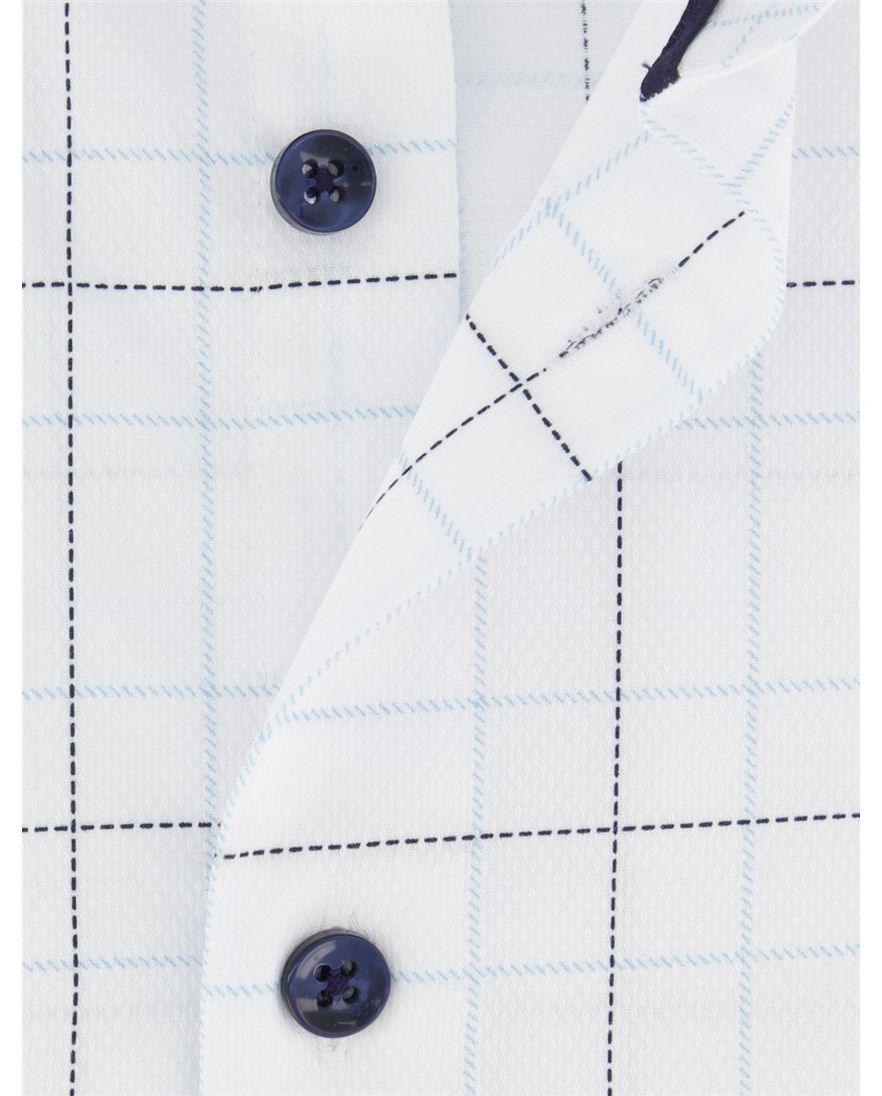 Ledub Modern Fit Overhemd Wit katoen geruit