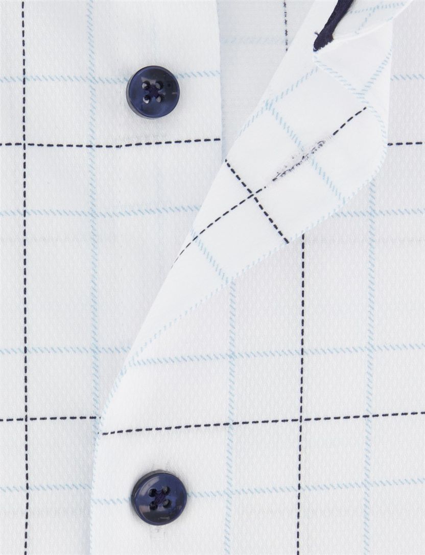 Overhemd Ledub Modern Fit Wit geruit katoen