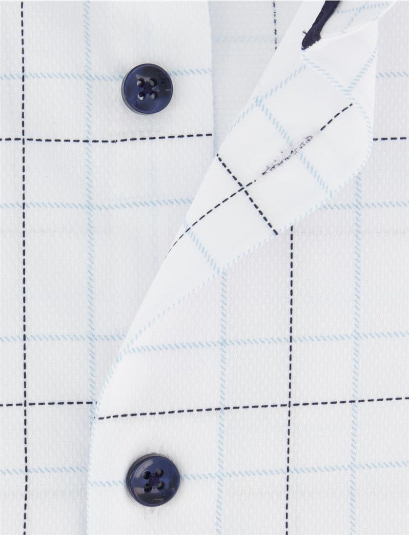 Overhemd Ledub Modern Fit Wit geruit katoen