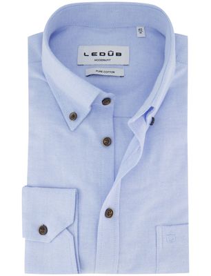 Ledub Ledub Modern Fit Overhemd Lichtblauw effen katoen