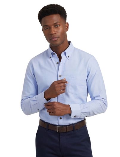 Ledub Ledub Modern Fit Overhemd Lichtblauw effen katoen