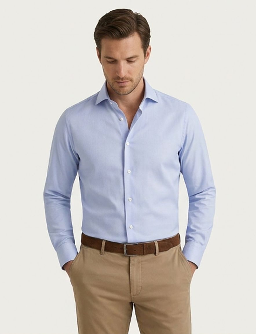 John Miller overhemd lichtblauw effen tailored fit