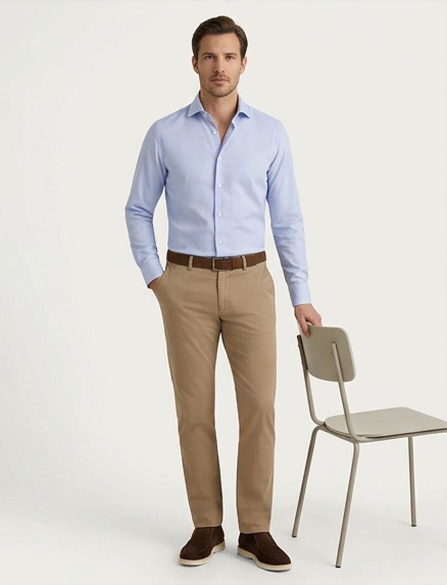 John Miller overhemd lichtblauw effen tailored fit