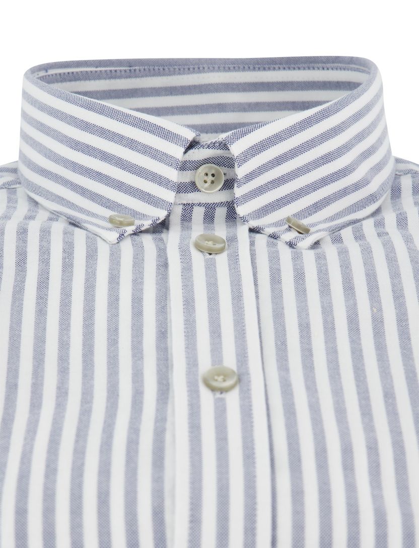 John Miller overhemd blauw gestreept katoen