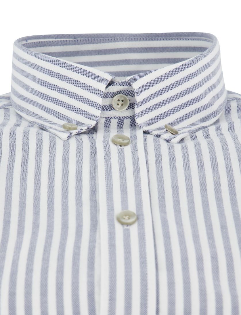 John Miller overhemd blauw gestreept katoen
