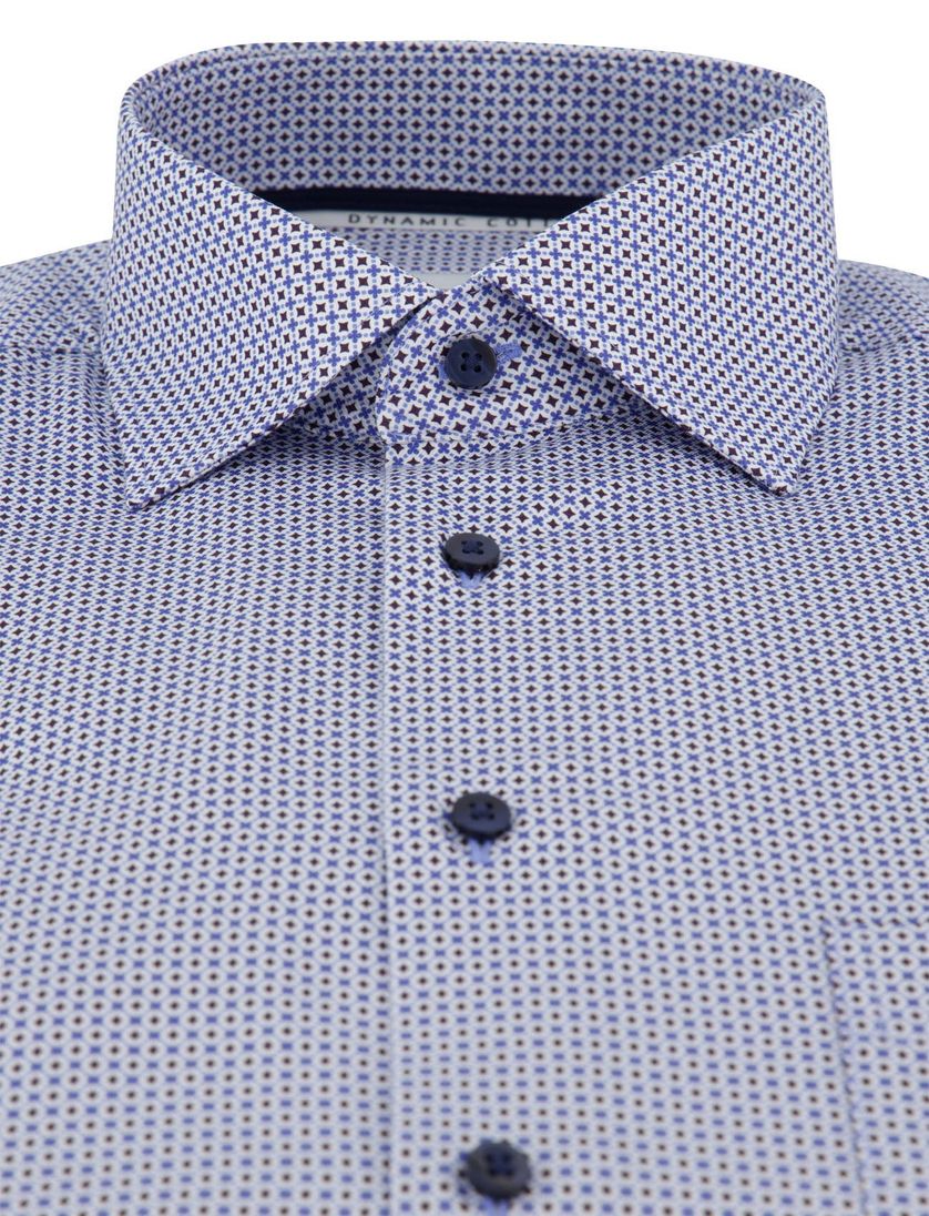 Modern Fit Eterna overhemd blauw patroon