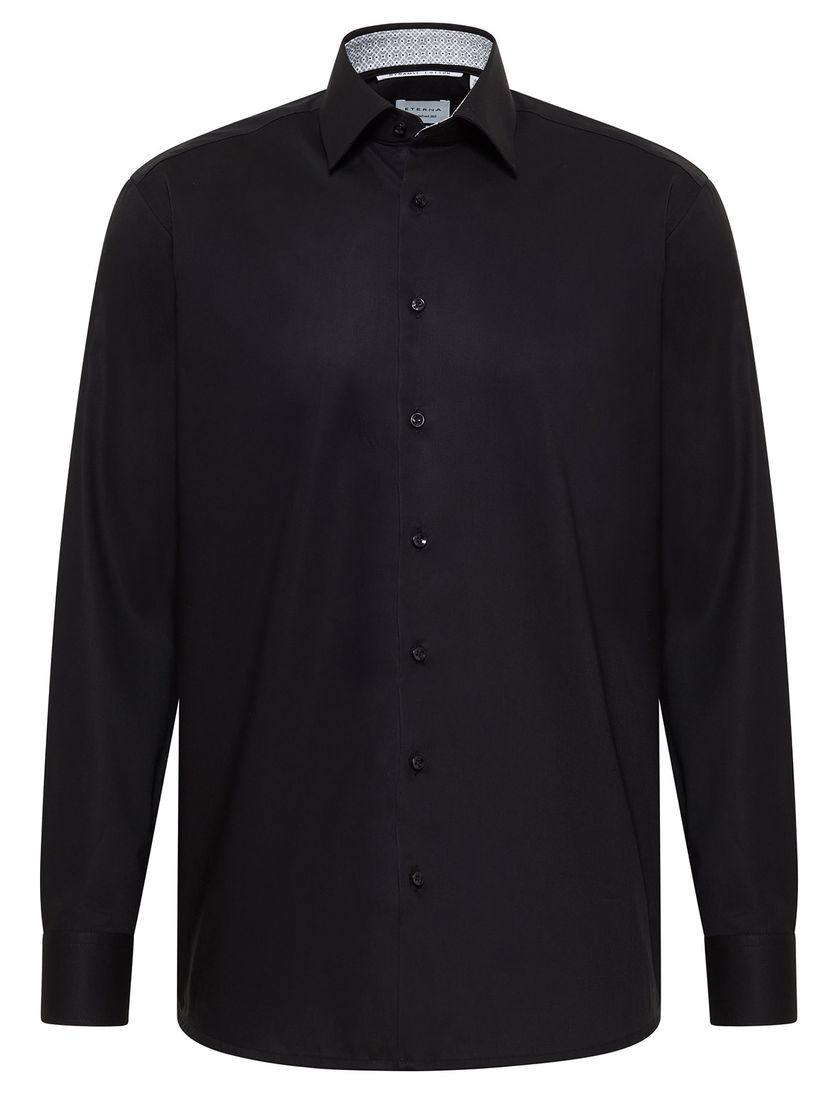 Overhemd zwart Eterna Comfort Fit klassiek katoen