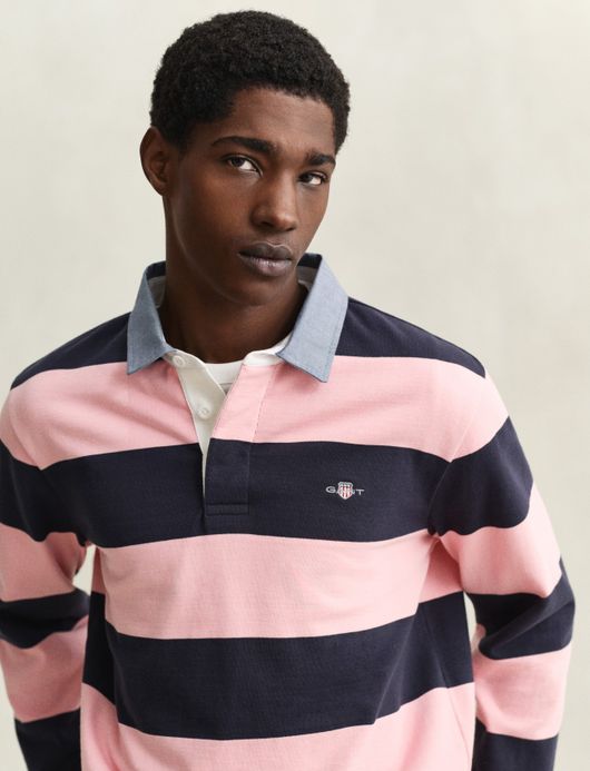 Gant trui rugby kraag roze gestreept