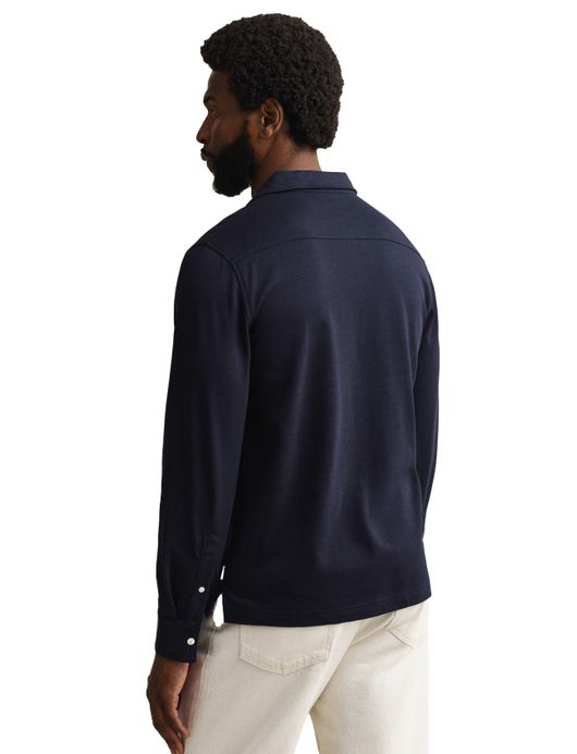 Gant polo lange mouw donkerblauw