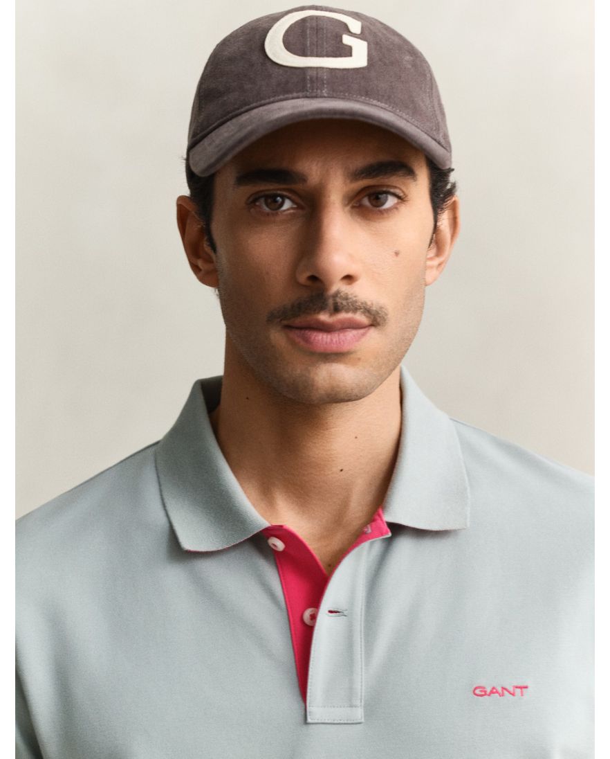 Gant polo grijs 2-knoops korte mouw