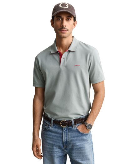 Gant polo 2-knoops Gant grijs met korte mouw