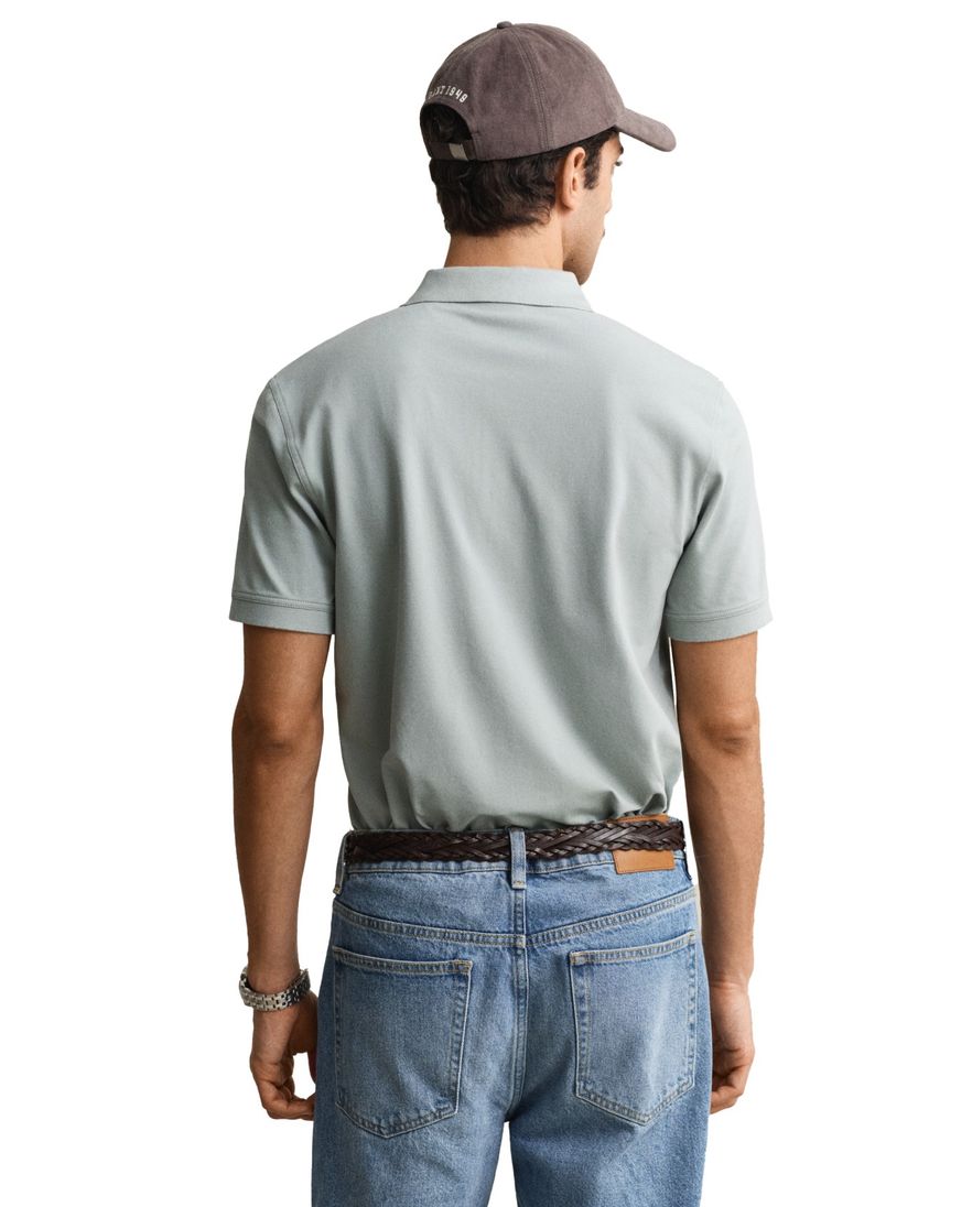 Gant polo grijs 2-knoops korte mouw