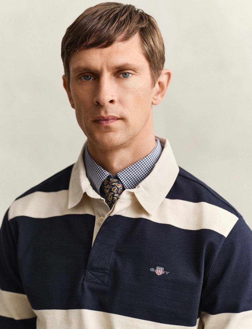 Gant rugby trui donkerblauw gestreept