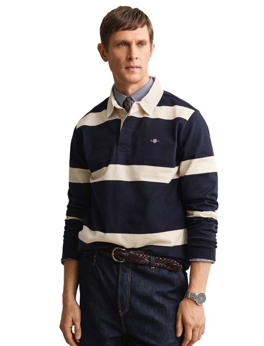 Gant rugby trui donkerblauw gestreept