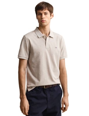 Gant polo Gant beige gemeleerd 2-knoops