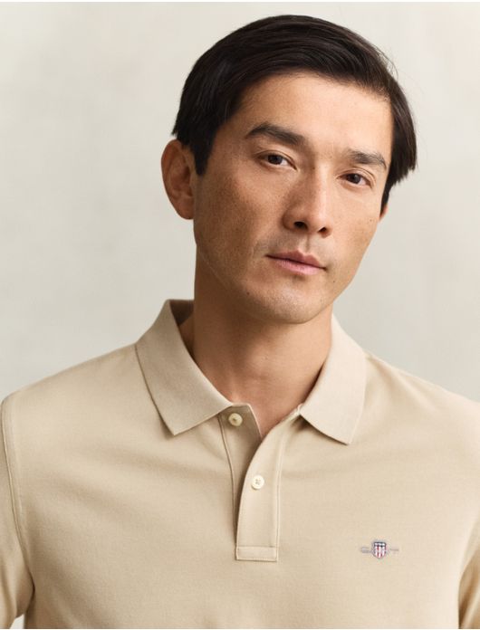 Gant polo beige effen katoen