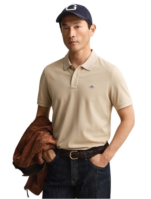Gant polo beige effen katoen