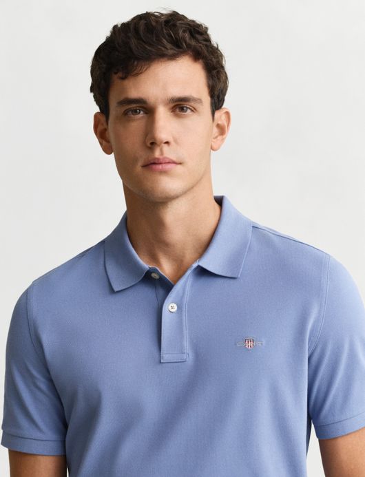 Blauw polo 2-knoops Gant