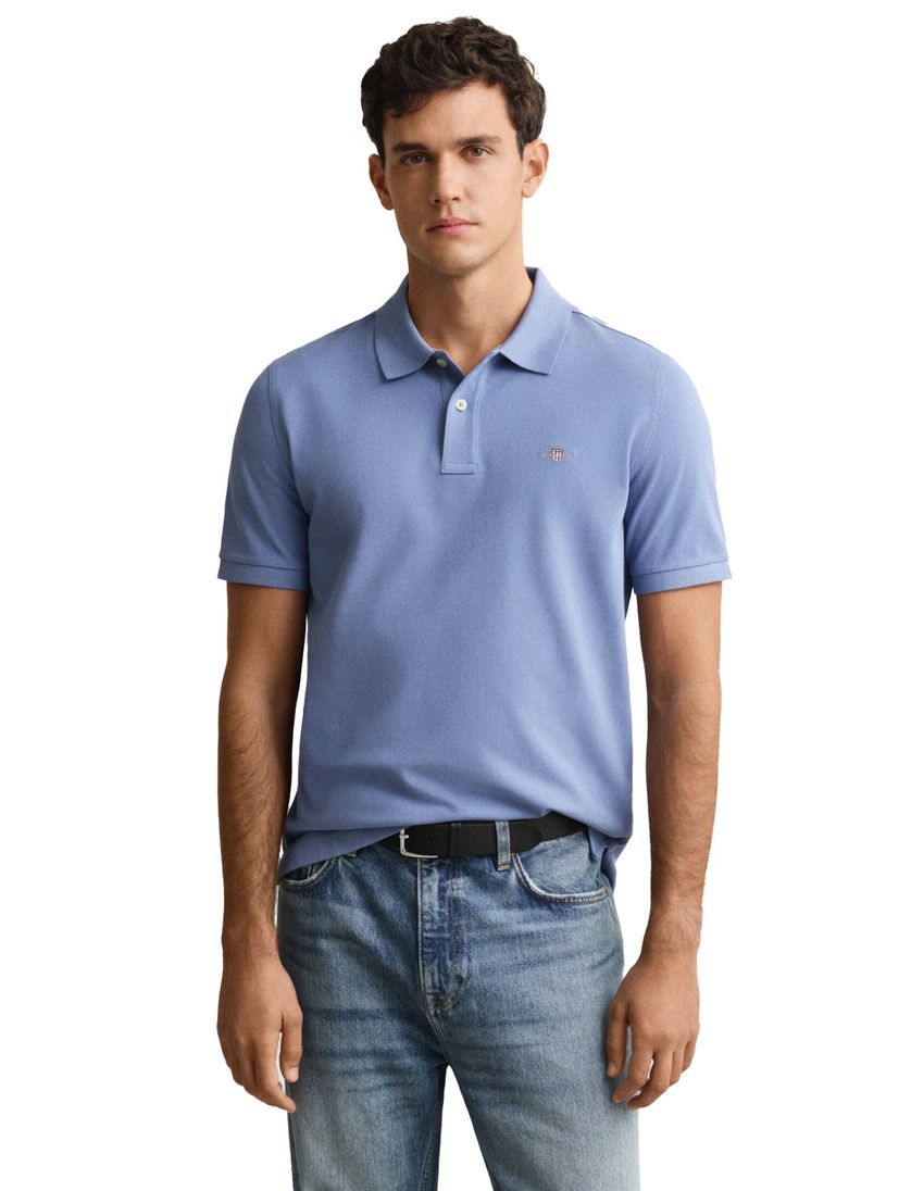 gant polo blauw korte mouw