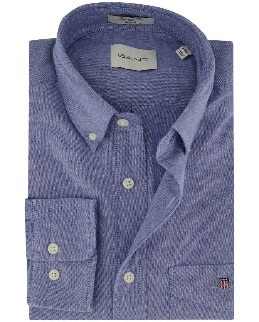 blauw overhemd Gant regular fit button down boord