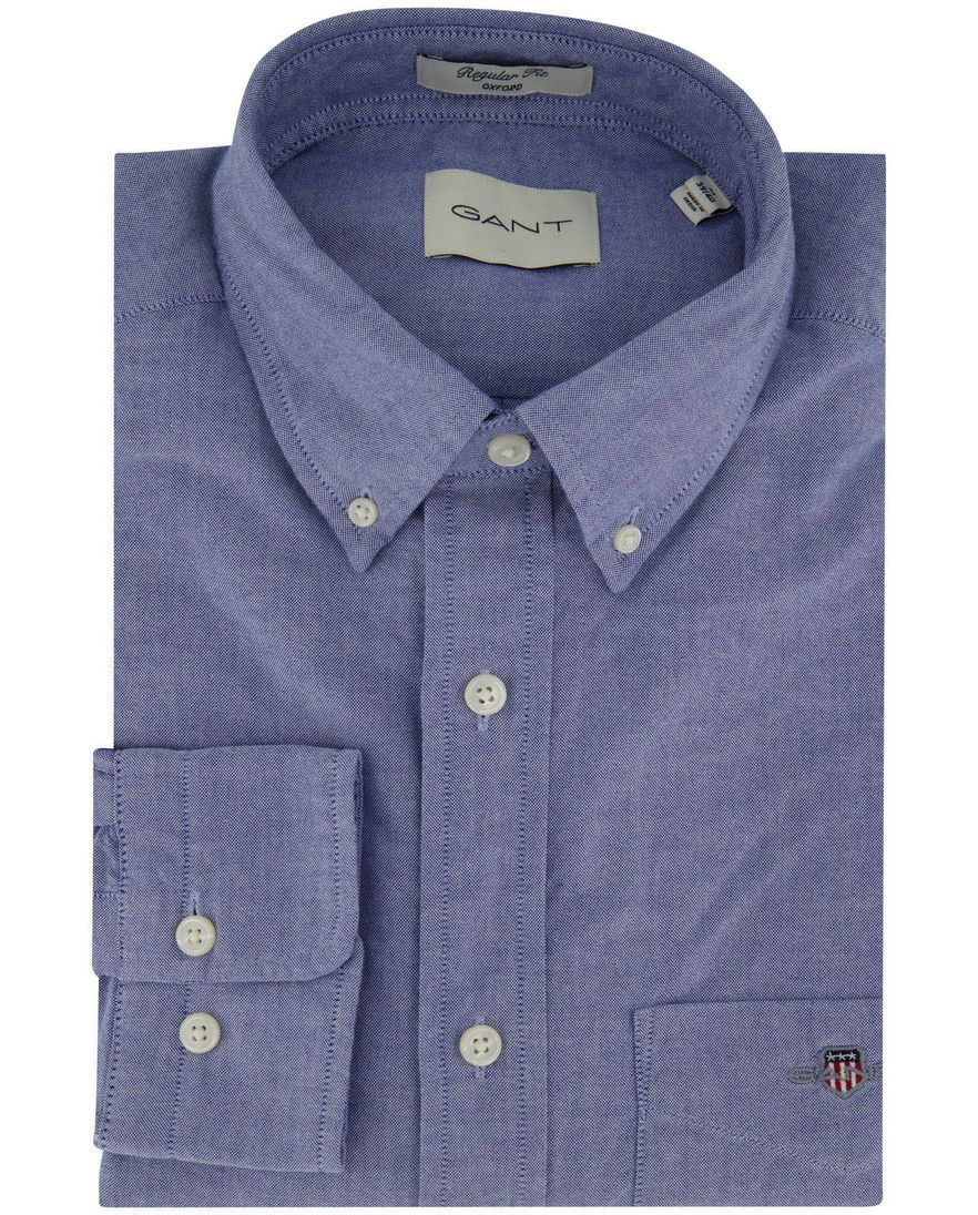 blauw overhemd Gant regular fit button down boord