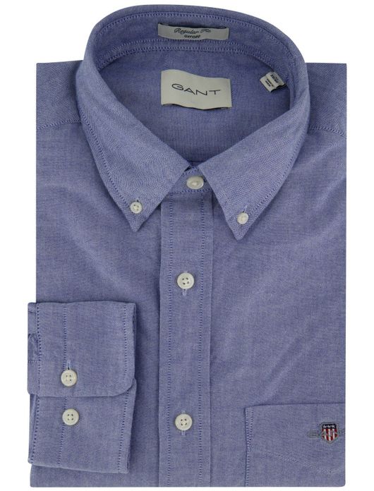 Gant regular fit overhemd blauw borstzak